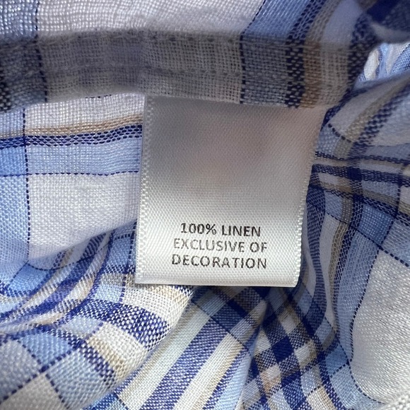 Cremieux French Linen Plaid Button Shirt Men XXL Blue White Prep Coastal NEW NWT - Picture 11 of 12